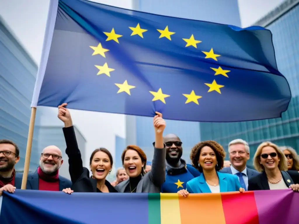 Activistas de ONGs exigen estrategias de incidencia política en la UE con mensajes poderosos frente al edificio de la Unión Europea