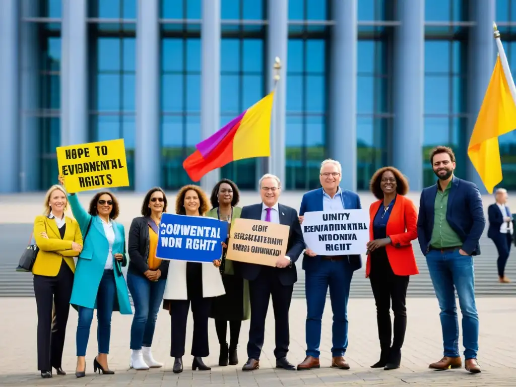 Activistas de ONGs se reúnen frente al Parlamento Europeo en Bruselas, abogando por causas ambientales y de derechos humanos