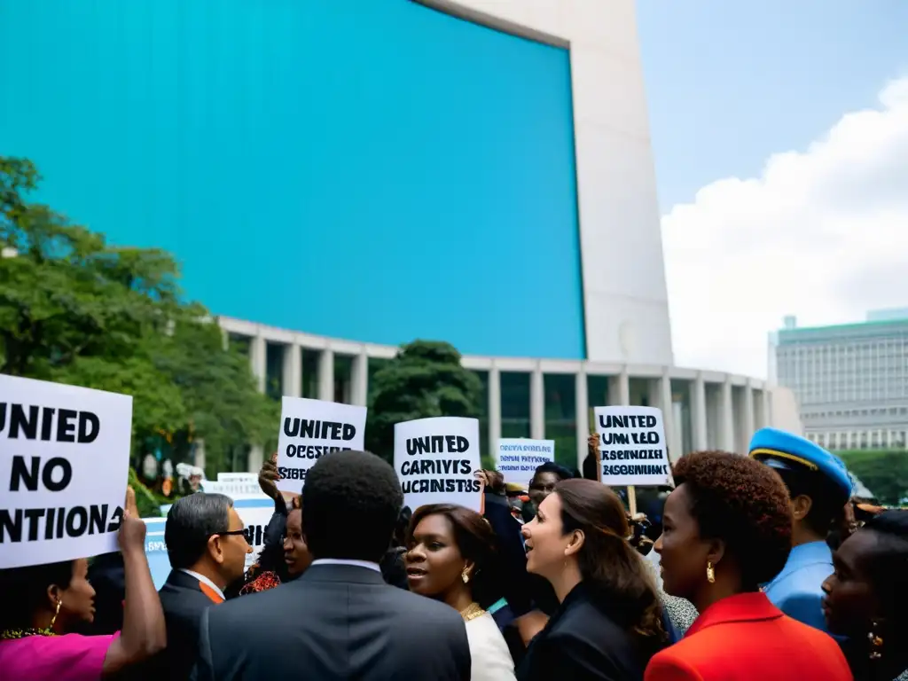 Activistas de ONGs se congregan frente a la ONU, expresando determinación y urgencia