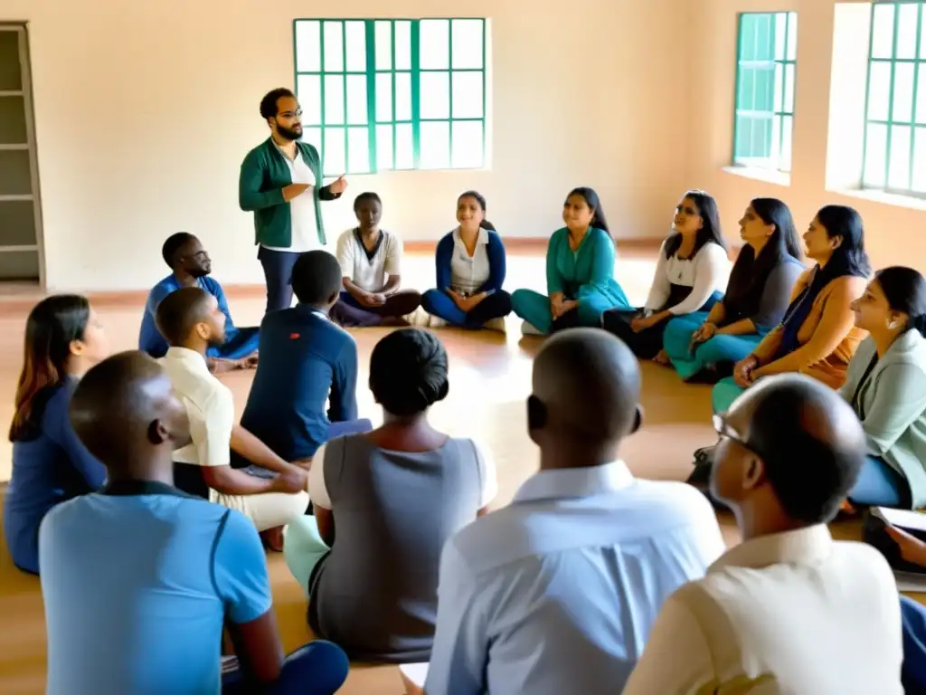 Capacitación de voluntarios y trabajadores de ONGs en un ambiente cálido y lleno de entusiasmo, impartiendo conocimientos y habilidades