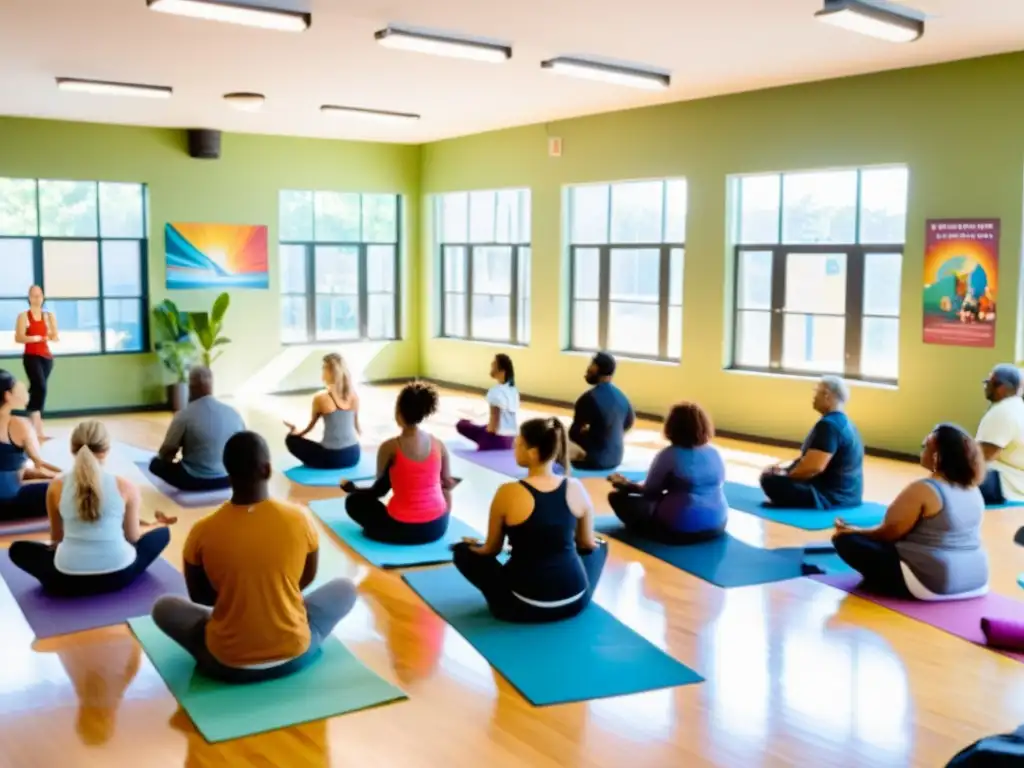 Centro comunitario vibrante: talleres, clases y diversidad Centro comunitario bullicioso con diversidad de personas participando en talleres y eventos