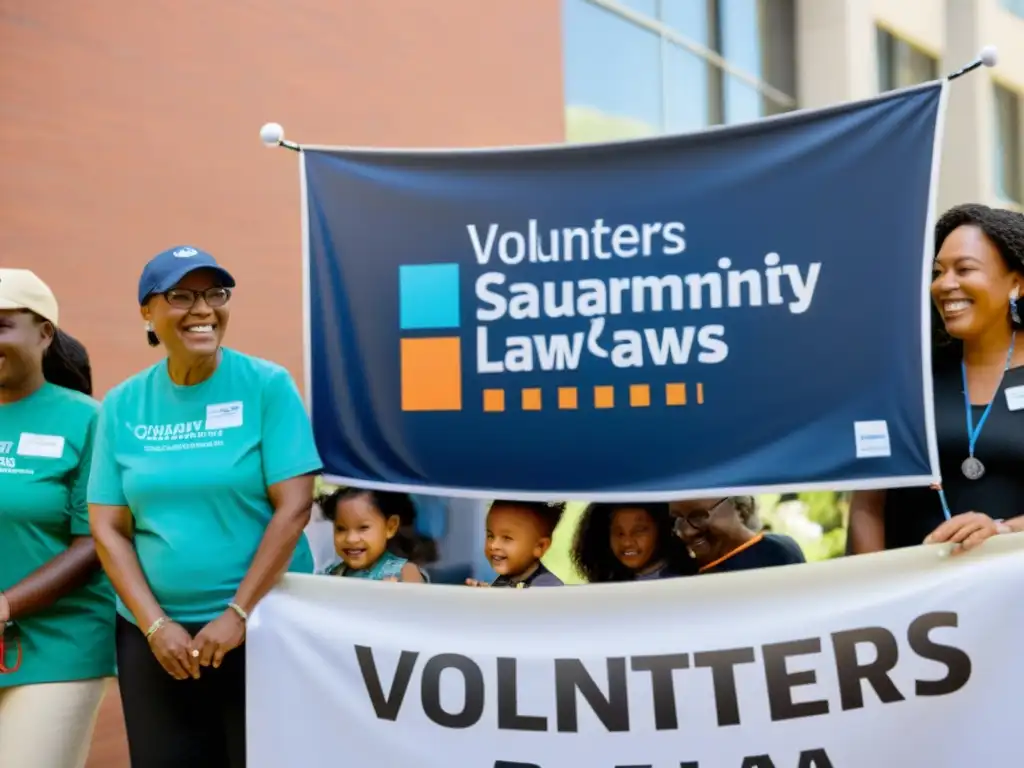 Comunidad diversa en evento de ONG sobre Ley de Protección de Datos, con talleres educativos y voluntarios