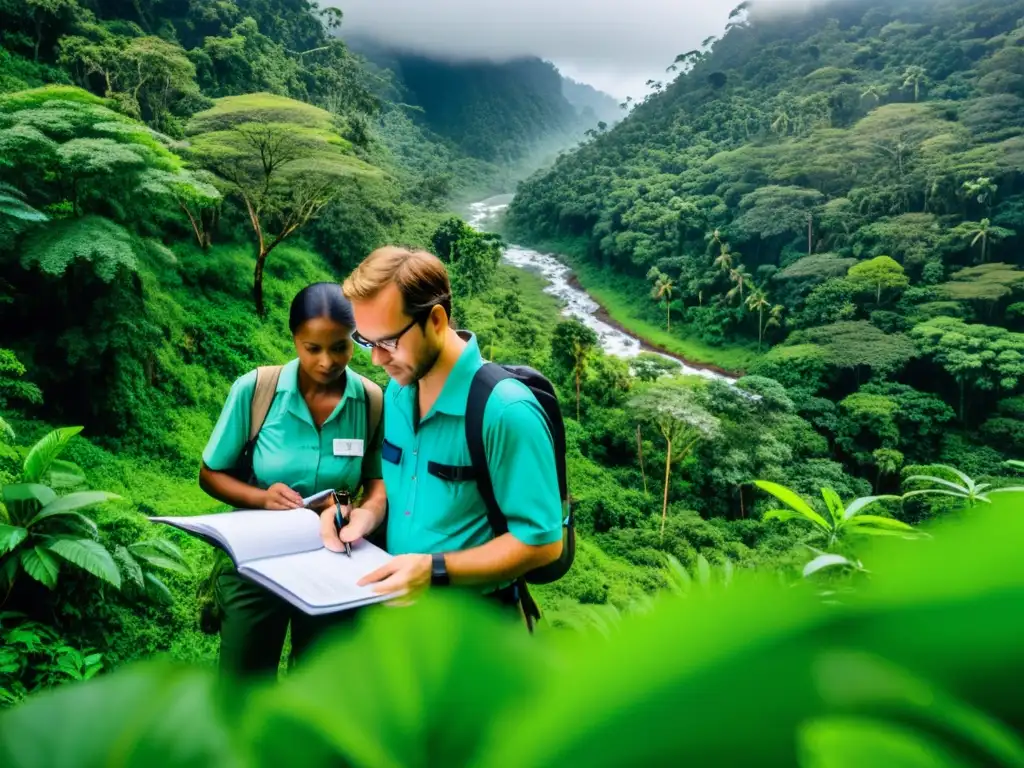 Equipo de auditorías ambientales en acción en la exuberante selva