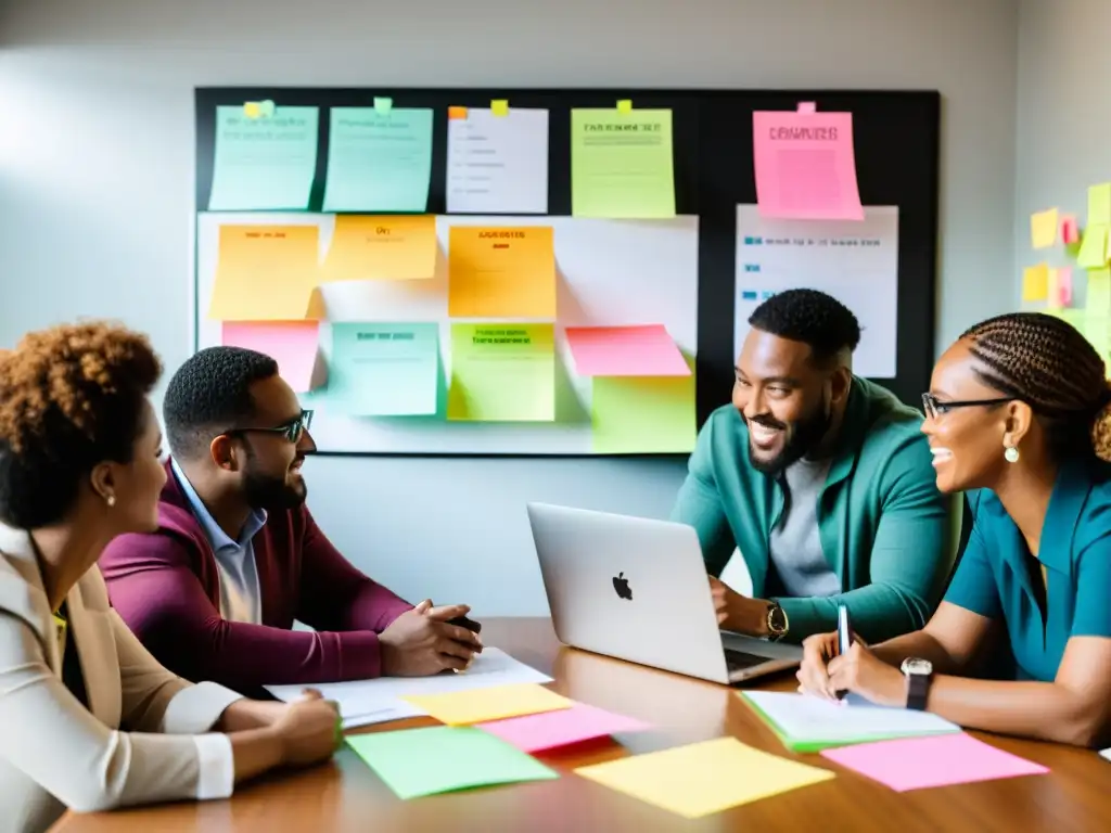 Un equipo diverso y apasionado colabora en un plan estratégico para la transformación de su ONG