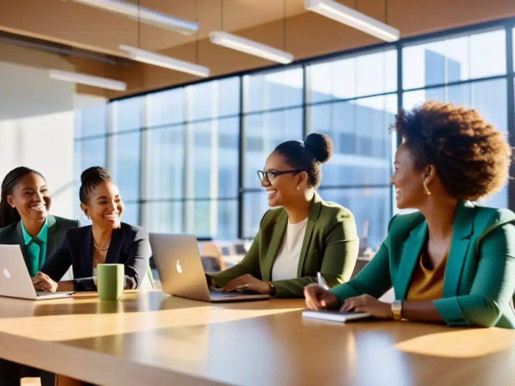 Equipo comprometido en ONG innovadora Equipo diverso en oficina moderna de ONG