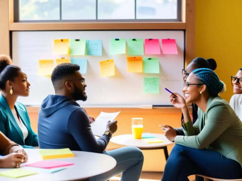 Equipo diverso potencia creatividad en sesión de brainstorming para ONGs