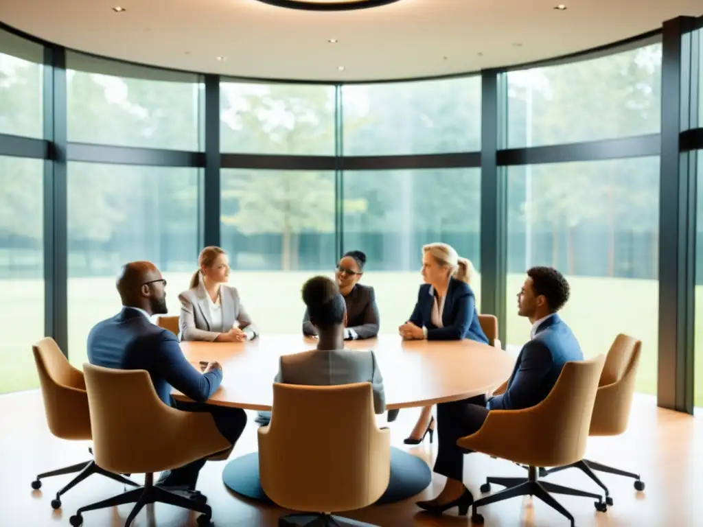 Un equipo diverso de profesionales participa en una discusión constructiva, fomentando el crecimiento y desarrollo profesional