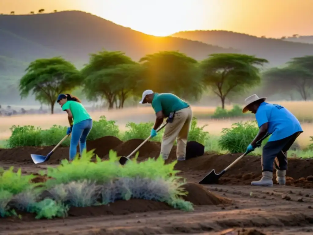 Un equipo de expertos y voluntarios de ONGs restaura hábitats de forma apasionada, al atardecer