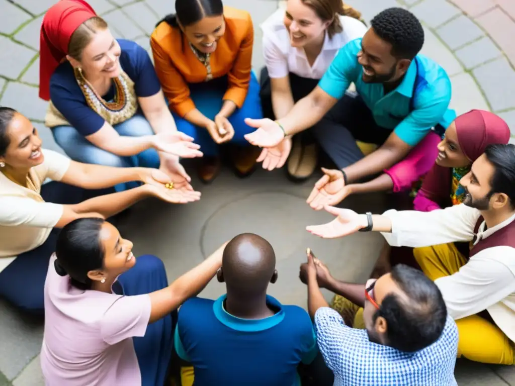 Equipo internacional de voluntarios, intercambiando experiencias en un ambiente multicultural y colaborativo