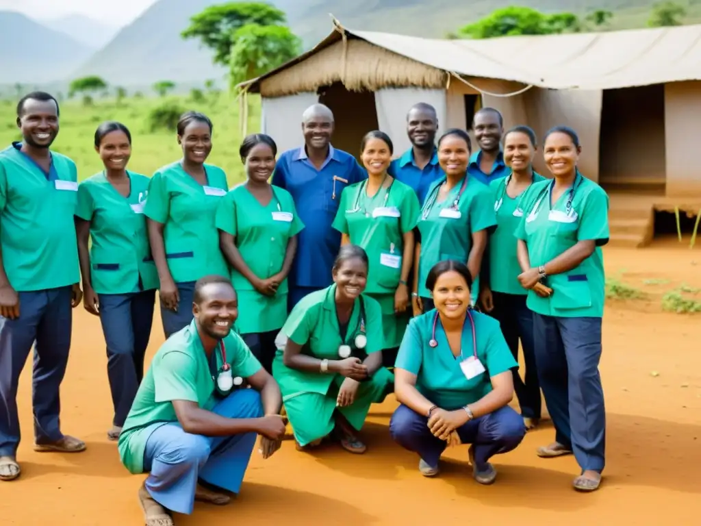 Equipo de profesionales médicos de una ONG en proyecto innovador de salud y bienestar en zonas remotas