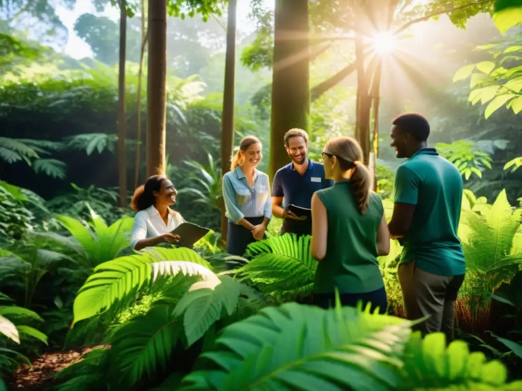 Un equipo de gestión de proyectos medioambientales y voluntarios colabora en la conservación del bosque