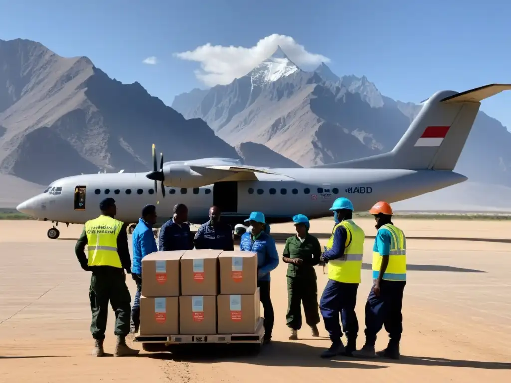 Equipo de ONG descargando suministros en zona conflictiva, impacto de las ONGs en conflictos internacionales