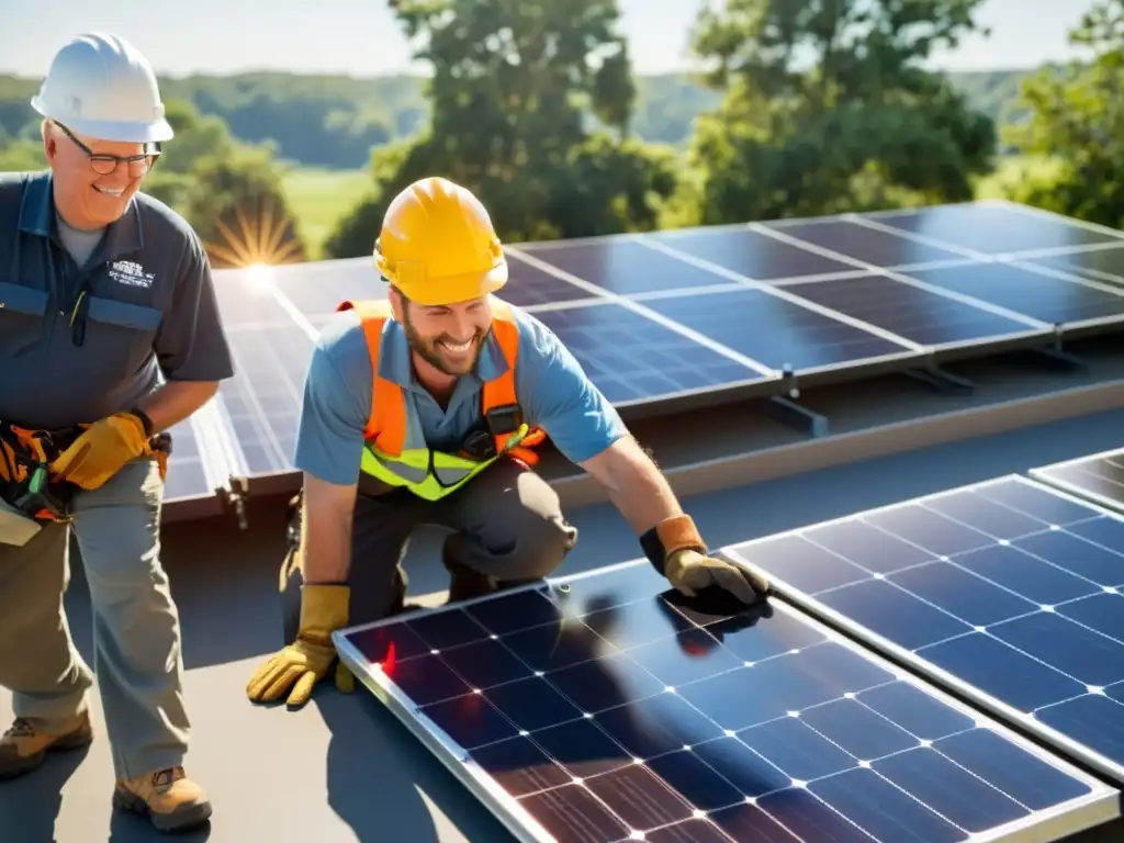 Un equipo de voluntarios implementa proyectos de energías renovables en un centro comunitario, irradiando esperanza y cambio positivo