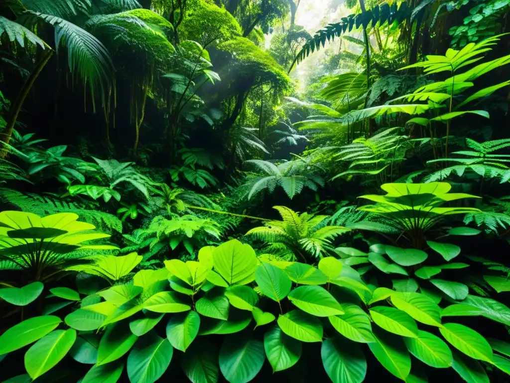 Un exuberante y vibrante bosque lluvioso rebosante de vida