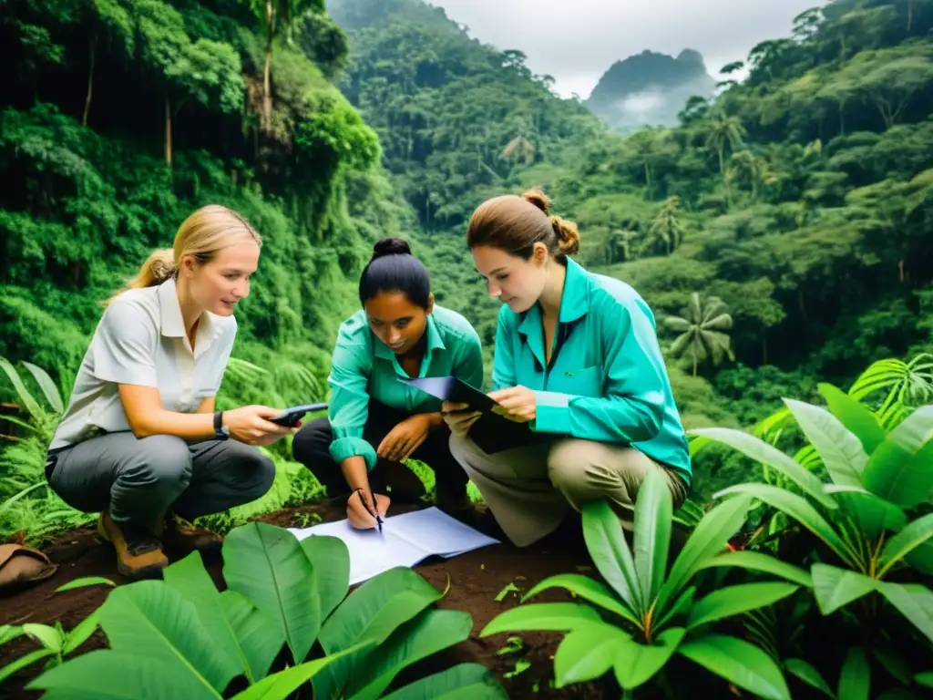 Un grupo de científicos y voluntarios midiendo el impacto de la conservación en la selva