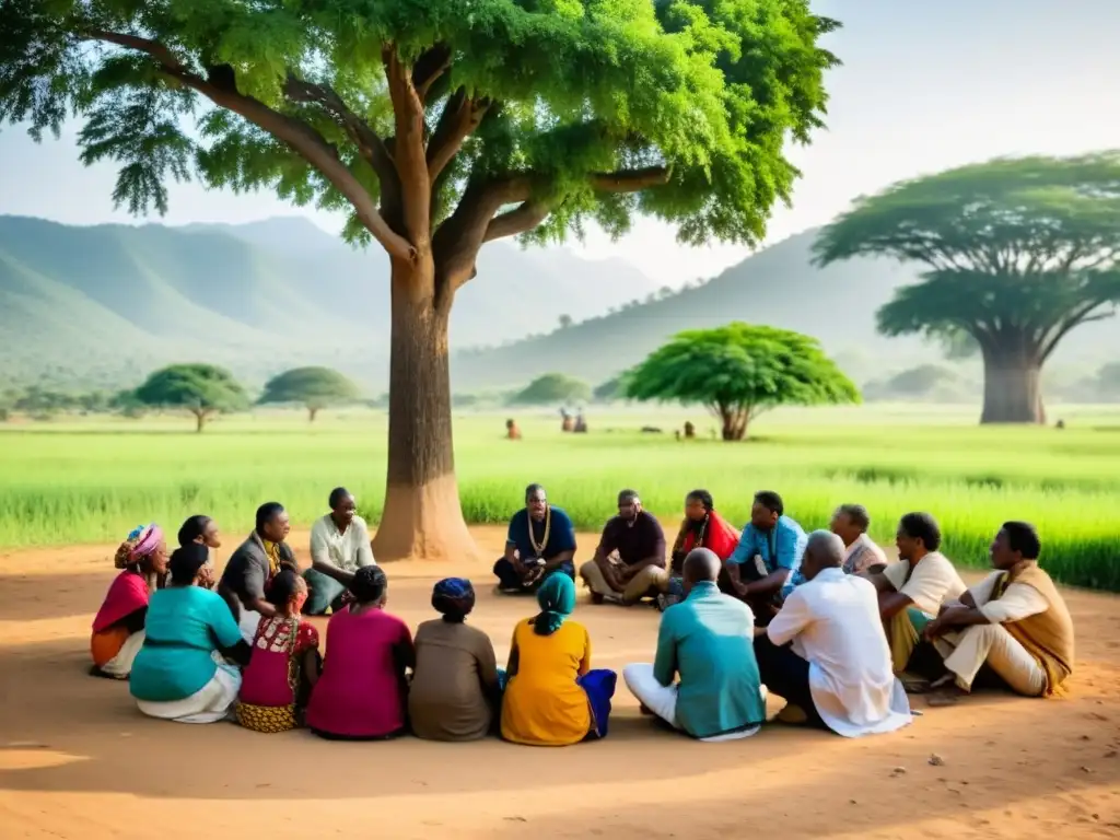 Un grupo comunitario participa en un proyecto de fotografía bajo un árbol