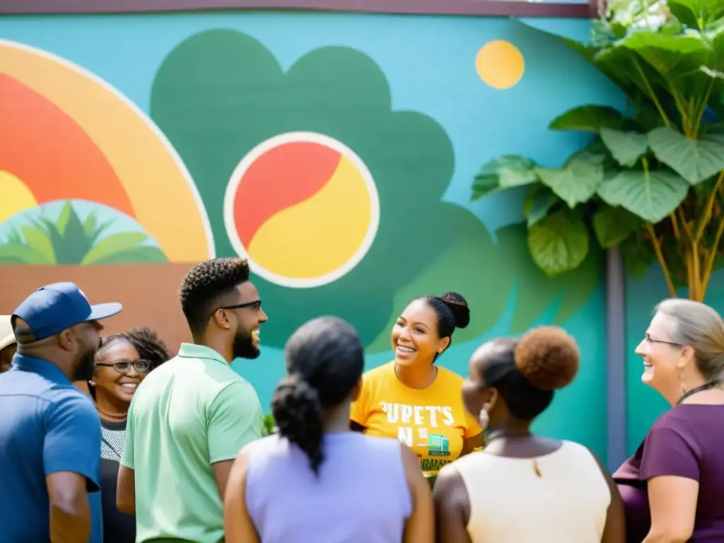 Un grupo diverso se reúne en un centro comunitario, mostrando solidaridad y esperanza, reflejando el impacto de estrategias de comunicación para ONG