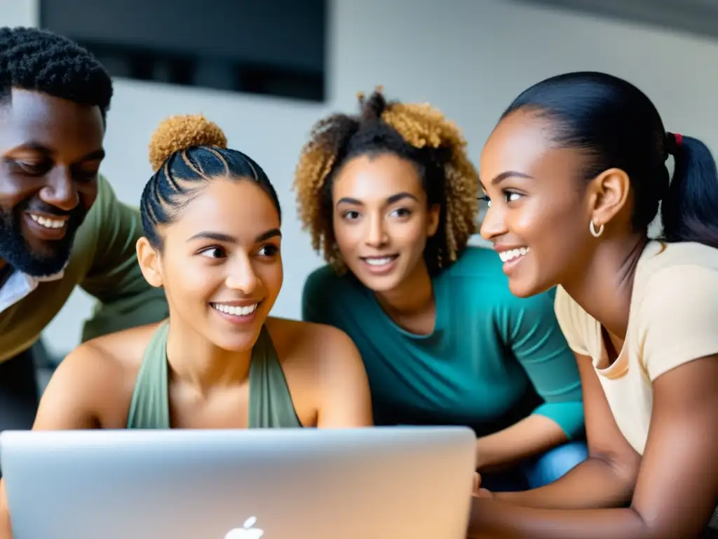 Un grupo diverso participa en un curso de elearning inclusivo para ONGs, mostrando concentración y determinación