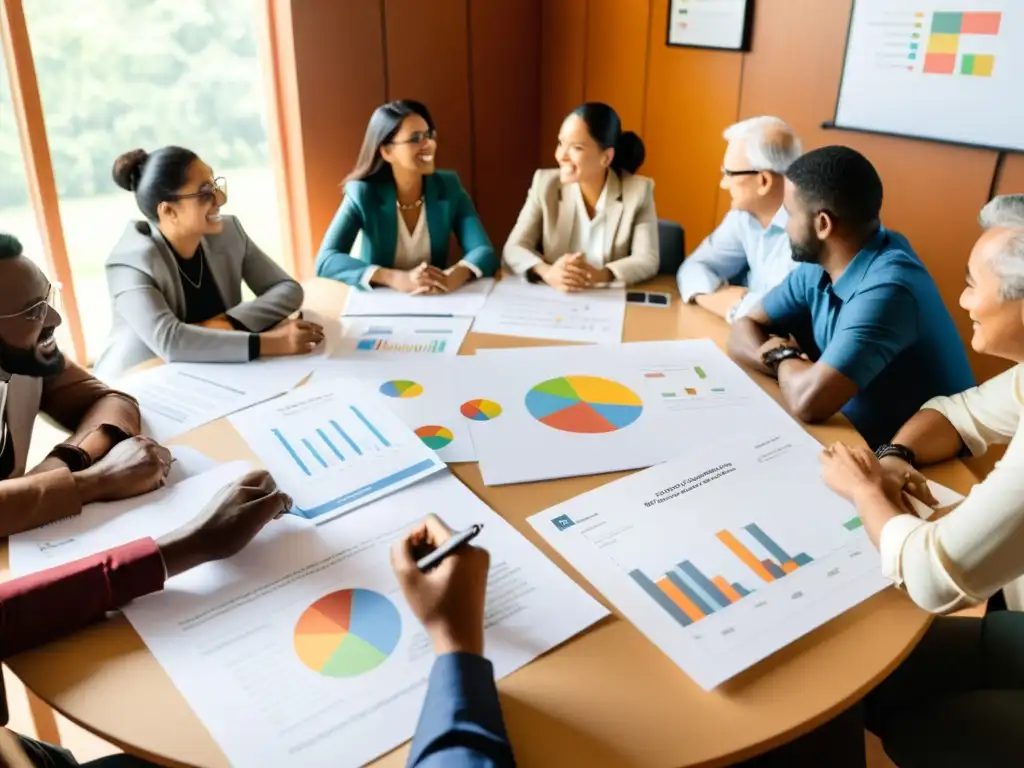 Un grupo diverso debate sobre políticas y técnicas de comunicación efectiva para ONGs, reflejando pasión y compromiso