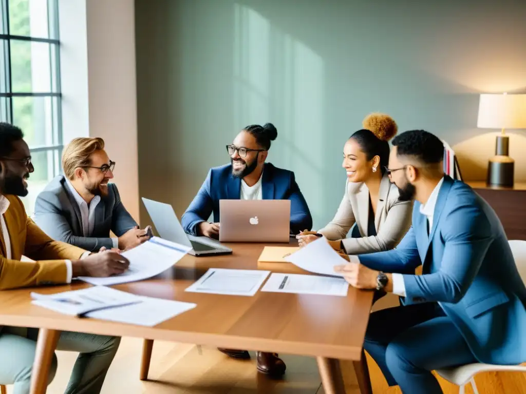 Un grupo diverso colabora en estrategias de relaciones públicas para ONG