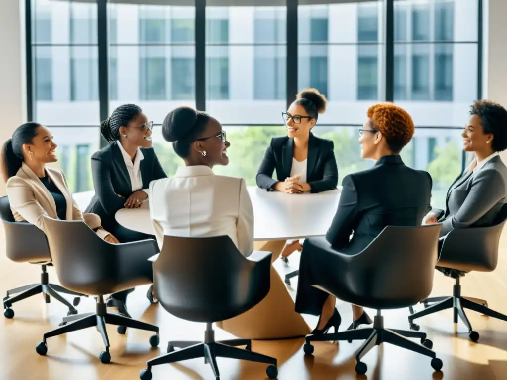 Un grupo diverso de mujeres se reúne en círculo para discutir la perspectiva de género en ONGs