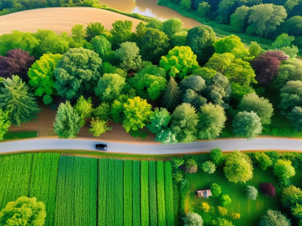 Un grupo diverso de personas trabaja juntas para plantar árboles y construir infraestructura sostenible en una comunidad rural, creando integración, sostenibilidad y capacitación con ONGs