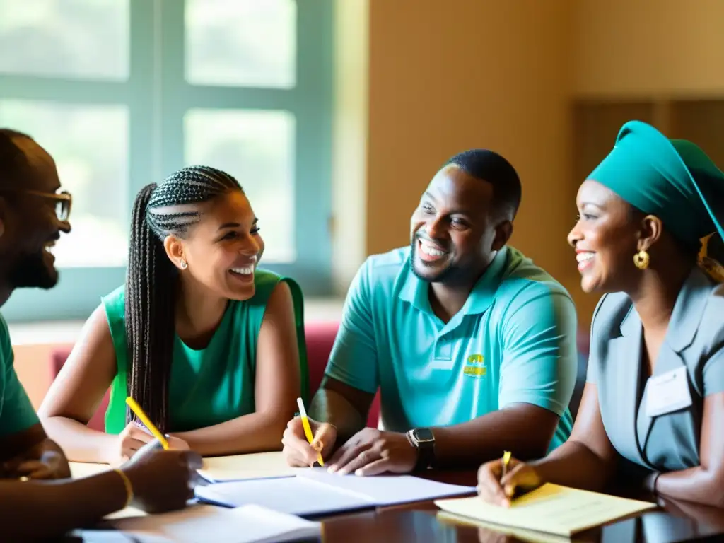 Un grupo diverso de profesionales se reúne para discutir ideas innovadoras y programas educativos para ONGs