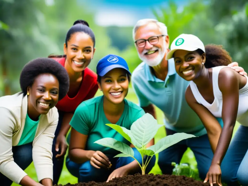 Un grupo diverso se une en un proyecto comunitario para promover la sostenibilidad