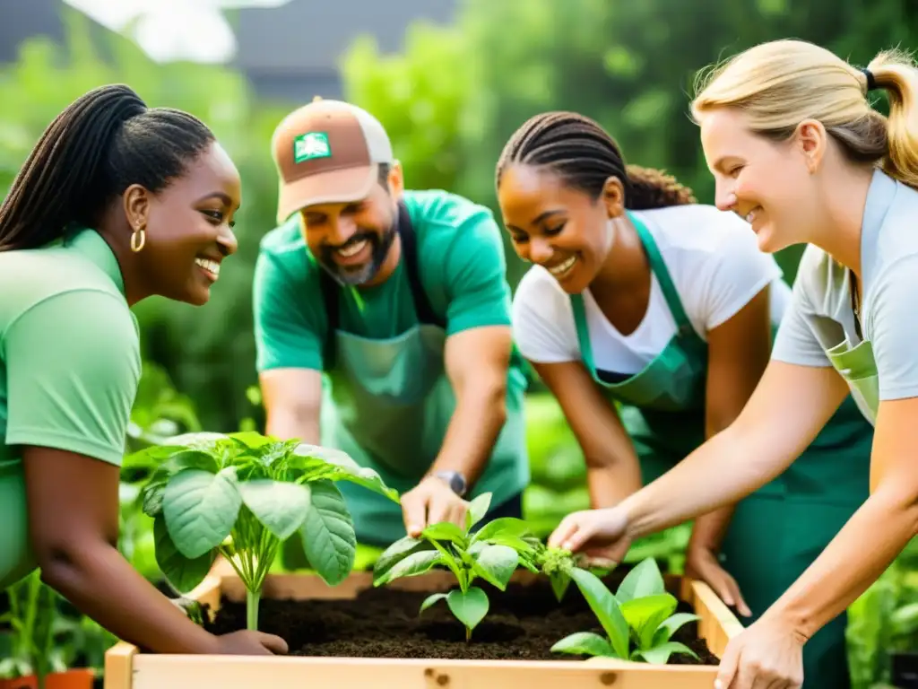 Grupo diverso construye jardín sostenible en ONG