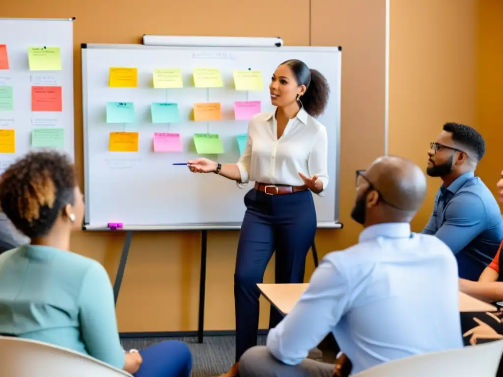 Un grupo diverso participa en un taller de trabajo en equipo