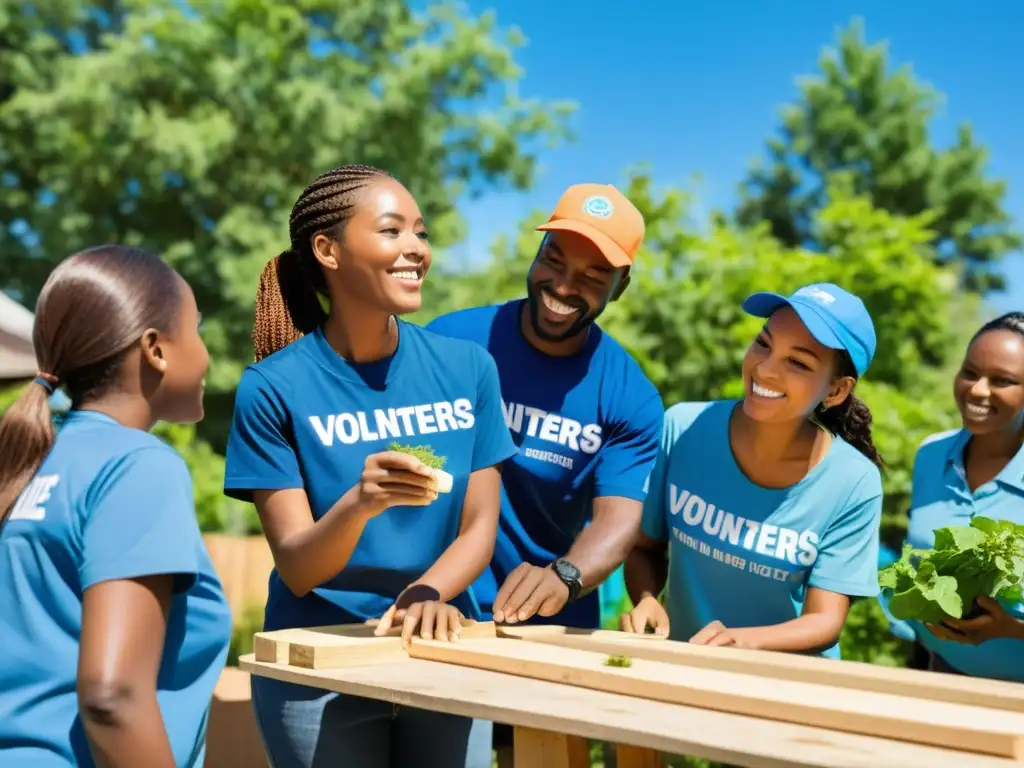 Un grupo diverso de voluntarios de una ONG trabaja unido para ayudar a una comunidad necesitada