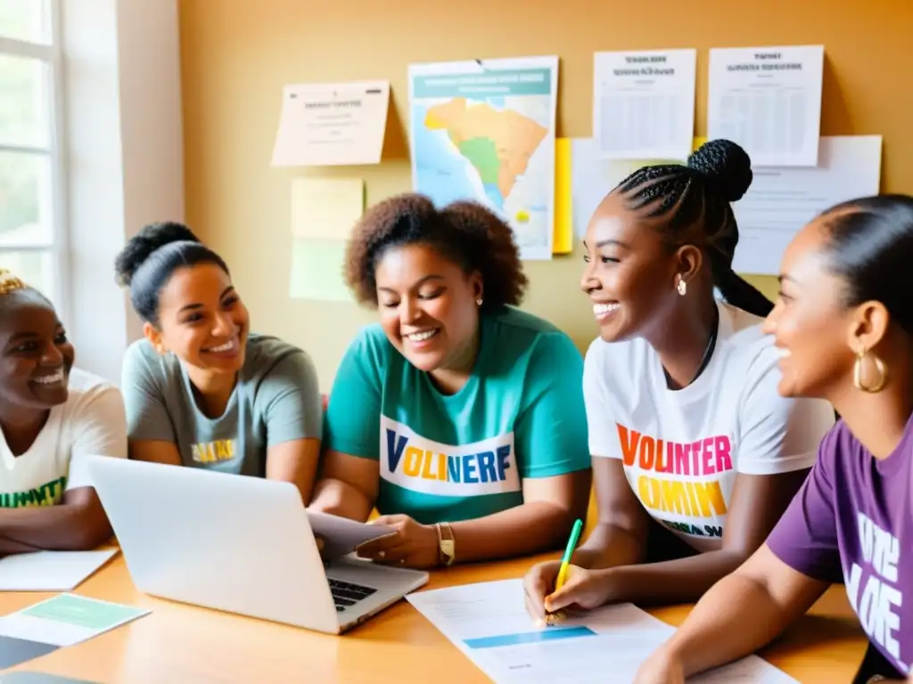 Grupo diverso de voluntarios colaborando en proyecto comunitario, reflejando la sostenibilidad y el papel vital de las ONGs en el tercer sector