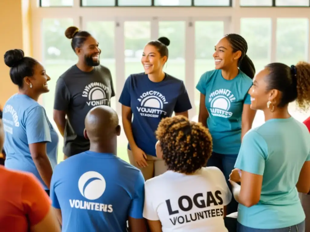 Grupo diverso de voluntarios planificando proyectos en comunidad