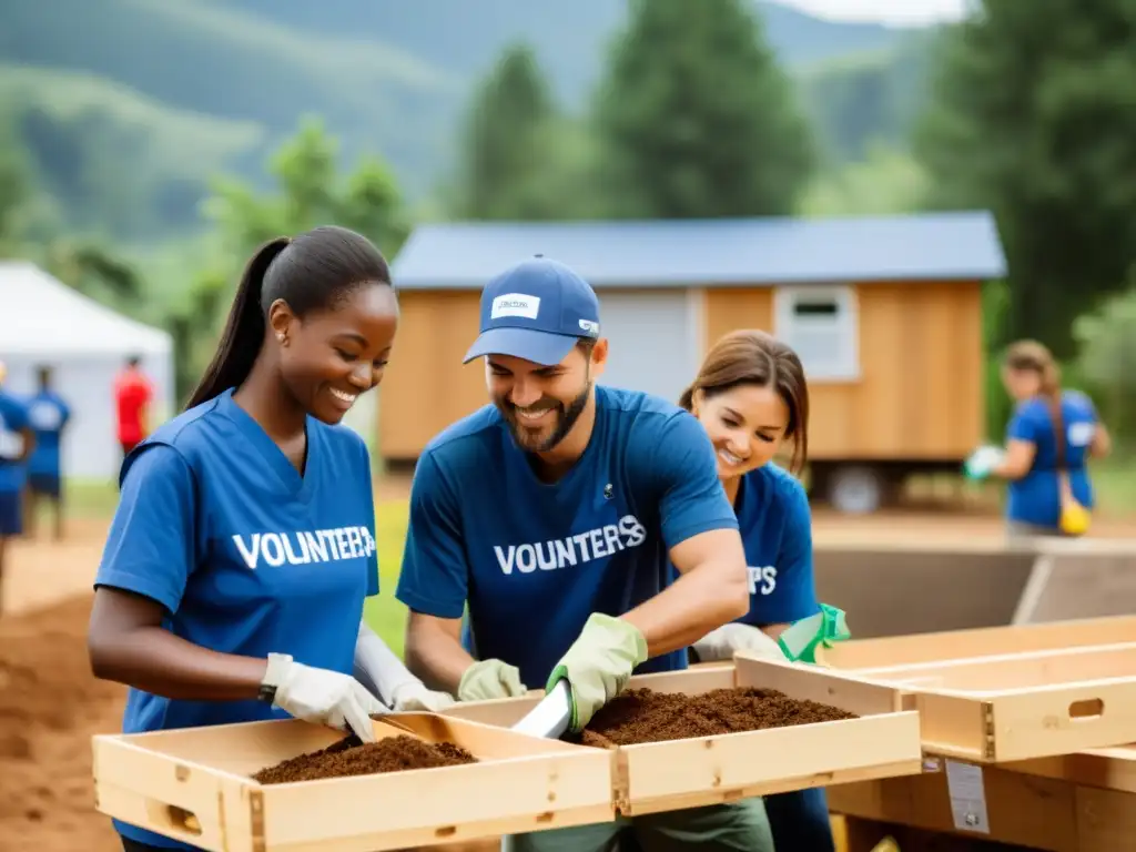 Un grupo de voluntarios comprometidos trabaja juntos para apoyar a una comunidad necesitada