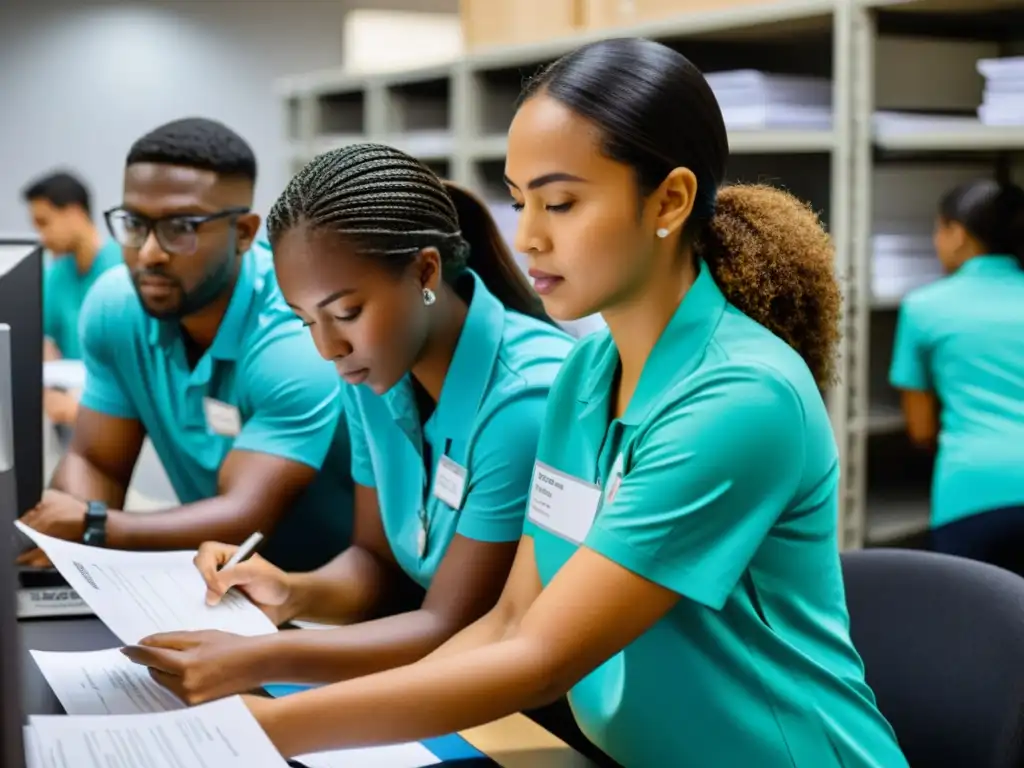 Grupo de voluntarios digitalizando y resguardando datos sensibles para ONGs