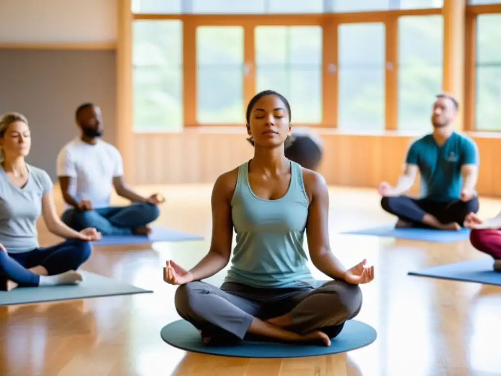 Un grupo de voluntarios practica meditación mindfulness en un entorno desafiante