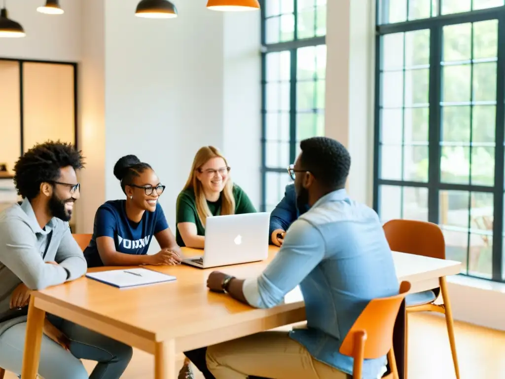 Un grupo de voluntarios colaborando en estrategias de Marketing Digital para ONGs sin fines de lucro