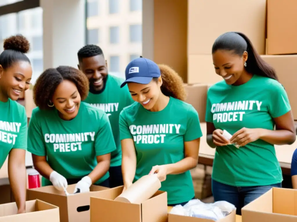 Un grupo de voluntarios colaborando en un proyecto comunitario en la ciudad