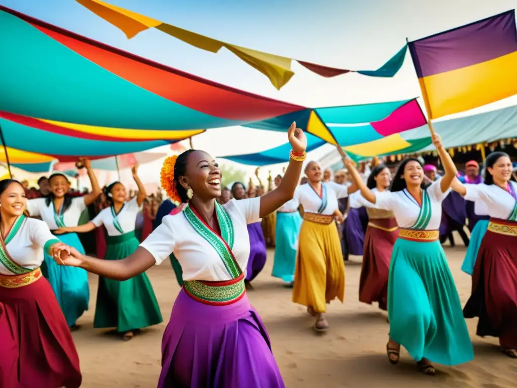 Imagen impactante de intercambio cultural mundial en una celebración vibrante