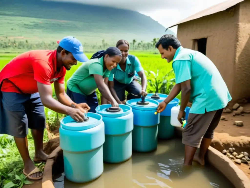 Instalación de sistema de filtración de agua en comunidad rural, uniendo esfuerzos profesionales y locales