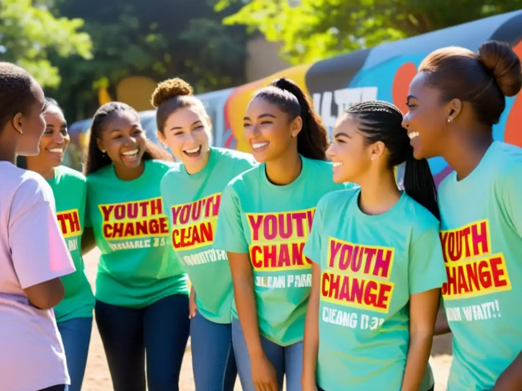 Jóvenes voluntarios limpiando un parque, unidos y comprometidos con estrategias para involucrar jóvenes voluntarios en la comunidad