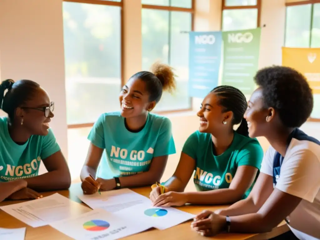 Jóvenes voluntarios colaborando en proyectos de ONG, con entusiasmo y diversidad, creando un impacto positivo en la comunidad