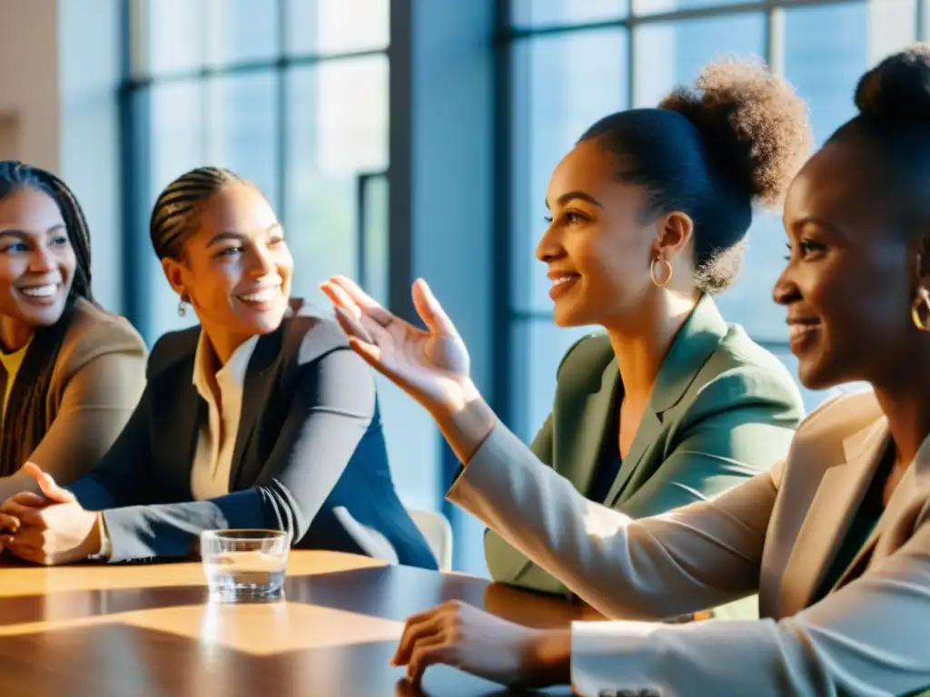 Líderes de ONGs colaboran en una mesa, con diversidad e inclusión