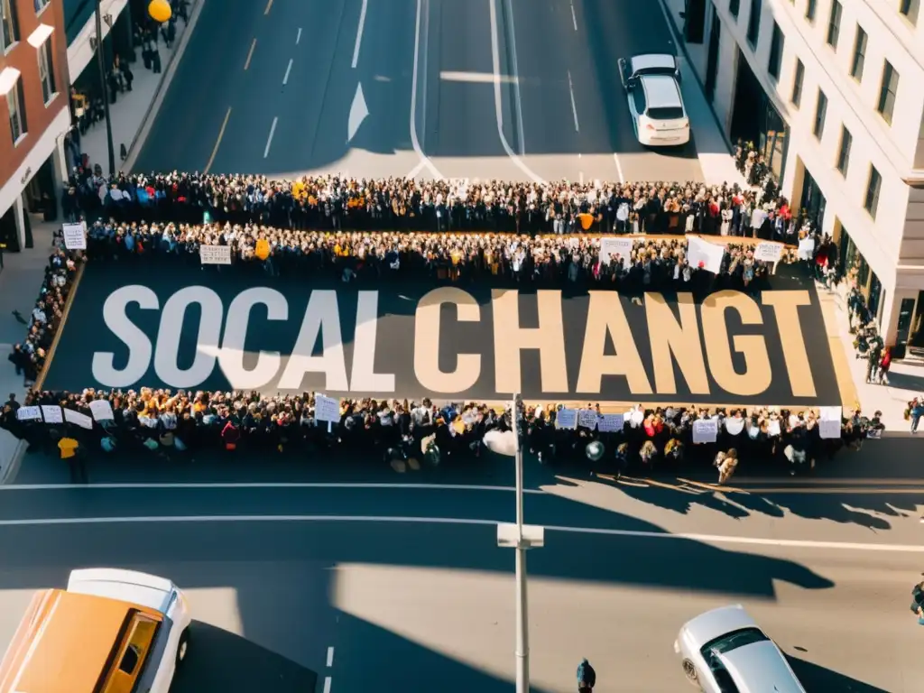 Manifestación pacífica en la ciudad con mensajes de cambio social