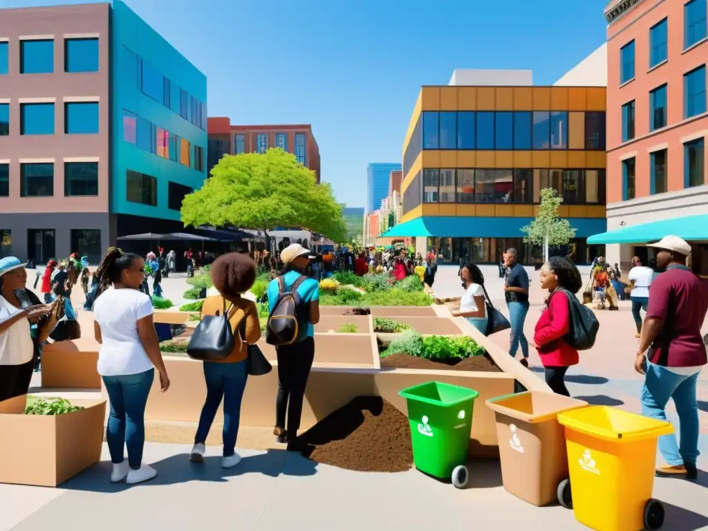 Plaza bulliciosa con proyectos sociales que mejoran monitoreo y promueven colaboración comunitaria