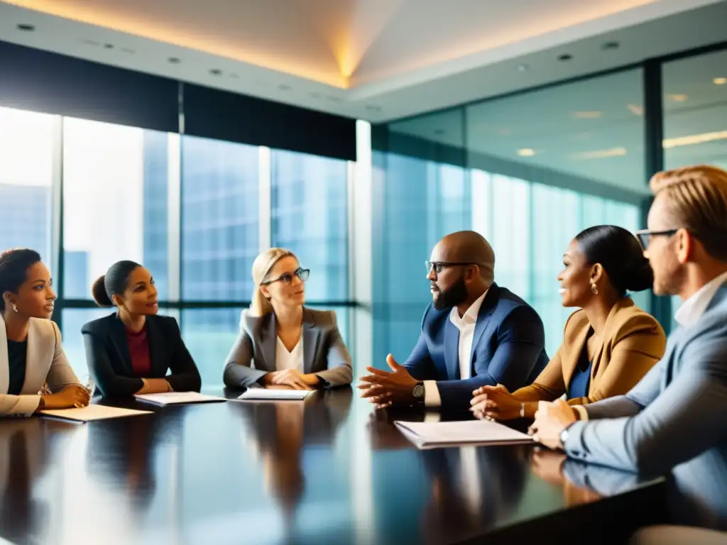 Profesionales diversxs discuten estrategias prevención conflictos en ONGs, con determinación y compromiso