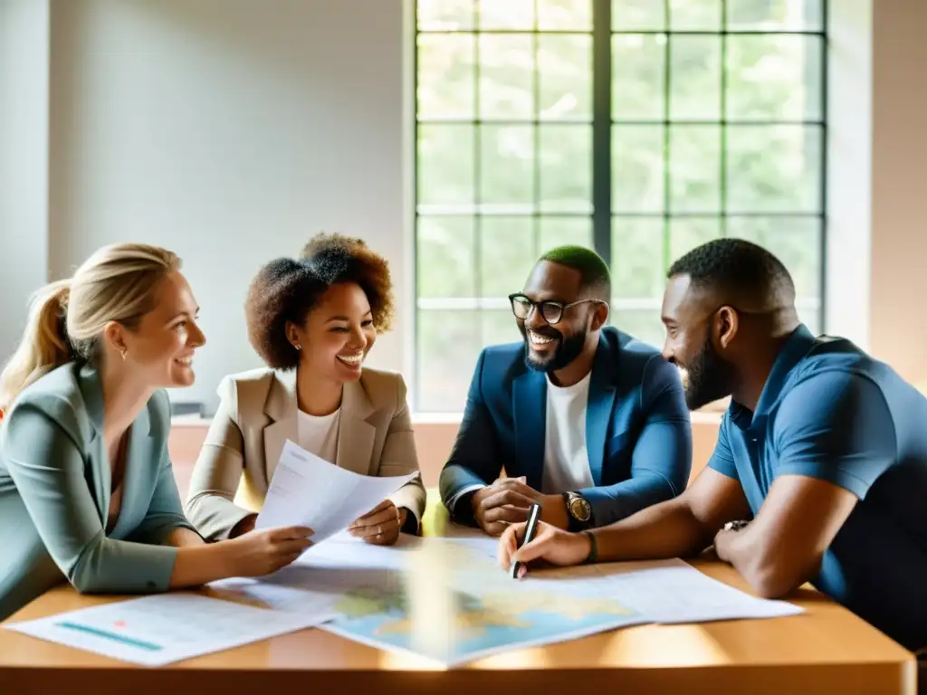 Profesionales diversos colaboran en iniciativa global, mostrando determinación y camaradería