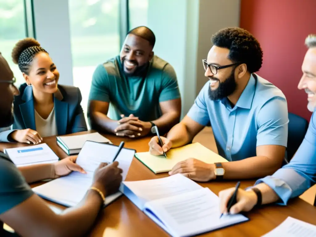 Profesionales de diversas ONG colaboran en una mesa, creando redes de apoyo entre ONGs