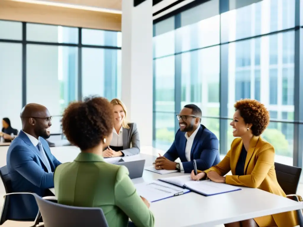 Profesionales colaborando en una oficina moderna, abordando responsabilidades fiscales directivos ONGs