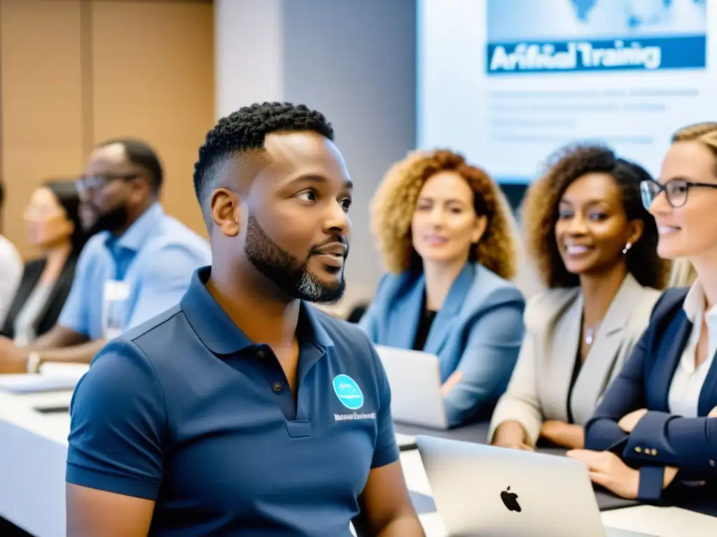 Workshop de Inteligencia Artificial: Colaboración Impactante Profesionales de ONGs participan en taller de IA, colaborando en proyectos con tecnología innovadora